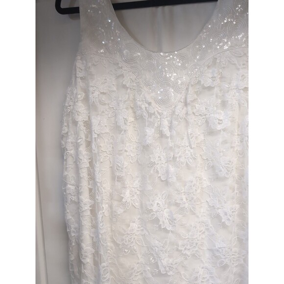Lane Bryant Cream/White Lace Tank.  Collar Sequins. Size 26/28W - Picture 7 of 8